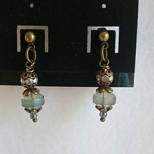 Womens bronze and crystal post earrings